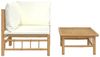 vidaXL 2-tlg. Garten-Lounge-Set mit Cremeweißen Kissen Bambus 362299 Bild 3