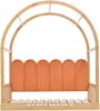 Kinderbett 140x200 cm ausziehbar mit gewölbtem Dach, Kiefernholz, dreiseitiger Rausfallschutz, Natur mit orangenen Akzenten Bild 5