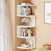 Holz Lichter Wandregal 5-stufiges Eckregal Wandregal Weiß – platzsparendes Bücherregal, langlebig, pflegeleicht, Platzsparendes 5-stufiges Wand-Eckregal im modernen Design Bild 4