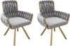 Esszimmerstuhl 2er-Set 50x63x87 cm, Samt Grau, drehbar mit Armlehnen Bild 5