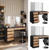 Schminktisch Sherry Anthrazit/Goldkraft Eiche 120 x 75 cm mit Spiegel und Hocker Vicco Bild 2