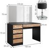 Schminktisch Sherry Anthrazit/Goldkraft Eiche 120 x 75 cm mit Spiegel und Hocker Vicco Bild 3
