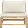 vidaXL Garten-Mittelsofa mit Kissen Cremeweiß Bambus 313146 Bild 3