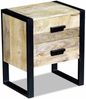 Couchtisch, Beistelltisch mit 2 Schubladen Mango Holz 43x33x51 cm Bild 3