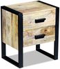 Couchtisch, Beistelltisch mit 2 Schubladen Mango Holz 43x33x51 cm Bild 4