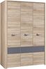 FORTE Yoop Kleiderschrank, Holzwerkstoff, Beige/Grau, 133,2 x 194,4 x 58 cm Bild 2