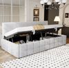 Polsterbett 90x200 cm – modernes Schlafsofa mit hydraulischem Stauraum und klassischem Karomuster Bild 3