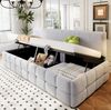 Polsterbett 90x200 cm – modernes Schlafsofa mit hydraulischem Stauraum und klassischem Karomuster Bild 2