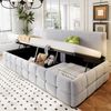 Polsterbett 90x200 cm – modernes Schlafsofa mit hydraulischem Stauraum und klassischem Karomuster Bild 2