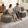 Sofa 240 x 109 x 60 cm mit 4 Kissen, Becherhalter und Seitentaschen – Leinenstoff in Khaki Bild 2