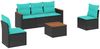 vidaXL 6-teiliges Gartensofa-Set mit Kissen, schwarzes Polyrattan 3225854 Bild 2