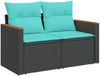 vidaXL 6-teiliges Gartensofa-Set mit Kissen, schwarzes Polyrattan 3225854 Bild 3