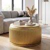 Couchtisch Metall Rund 60cm Gold mit abnehmbarer Tischplatte - Design Wohnzimmertisch mit Stauraum - Extravaganter Loungetisch Metall - Moderner Sofatisch - Beistelltisch Handmade Bild 2