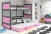 BMS Etagenbett für Kinder Rico Graphit Rosa 3 Schlafplätze Bild 2