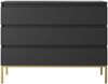 Selsey 'Bemmi' Kommode mit 3 Schubladen, schwarz mit goldenem Metallgestell, ca. 77 x 100 x 35 cm Bild 5