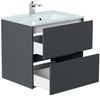 Badmöbel Lina & Waschtisch 70cm 2 Greifraum SoftClose Auszüge grafit : Grafit Bild 4
