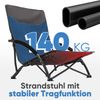 Sekey Strandstuhl Faltbar Campingstuhl Klappbar Klappstuhl mit Niedrigen Stuhlbeinen, bis 140 kg, Blau Bild 4