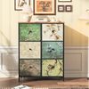 FUROKOY Kommode Vintage Stoffkommode Sideboard mit klappbaren Stoffschubladen (Mehrzweckschrank Aufbewahrungsschrank Holzoptik, Retro-schubladenschrank für Arbeitszimmer Flur Wohnzimmer Schlafzimmer), 6 Stoffschubladen Bild 2