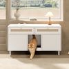 Merax Katzentoilettenschrank mit Sandfangmatte, Katzenschrank für Katzenklo, Haustierschrank mit Rattanschubladen, Haustier-Sideboard/TV-Schrank, Ohne Katzenklo, Weiß Bild 5