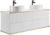 Vente-unique - KELIZA Waschbeckenmöbel Holz, Platte Weiß - B 47 cm x H 54 cm x L 150 cm Bild 3