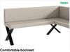 MEBLINI Eckbank für Esszimmer mit ausziehbarem Tisch - Küchenbank - Essecke - Sitzecke Küche - ERIC - X-Beine 128x168x87cm Rechts - Beige Kunstleder/M Schwarz Hochgl. Bild 5