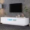 Merax Lowboard hochglanz Fernsehschrank mit LED-Beleuchtung (Für Fernseher bis 75 Zoll, 1 St, Push-to-Open-Funktion), TV-Schrank mit 2 Schubladen,2 Schränken & offenen Regalen,180x40x45cm Bild 4