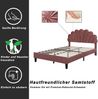 Polsterbett 140×200 cm mit Samtkopfteil, stabiler MDF-Rahmen, 12 Latten, robustes Plattformbett, Bohnenpaste rot Bild 5