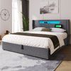 Odikalo Stauraumbett Polsterbett Doppelbett Lattenrost USB C Lade 16 LED Leinen 140/160x200 Bild 3
