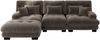Sofa Braun aus Chenille, modular mit beweglichen Ottomans und tiefem Sitzkomfort,81x313x145 cm Bild 5
