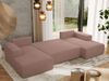 U-förmiges Ecksofa mit Schlaffunktion, Bettkasten und losen Kissen, zwei Armlehnen - TRENTINO U - Rosa Boucle Bild 3