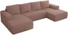 U-förmiges Ecksofa mit Schlaffunktion, Bettkasten und losen Kissen, zwei Armlehnen - TRENTINO U - Rosa Boucle Bild 5