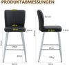 Stuhl Barhocker 2er-Set, schwarz-silber, PU-Sitz 6,6 cm Polster, ergonomische Rückenlehne, Metallgestell,44*44*101 cm Bild 3