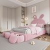 Polsterbett mit LED-Beleuchtung und Sitzhocker (90x200 cm), Enzelbett mit Stauraum, Samt Bild 2