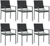 vidaXL Gartenstühle mit Kissen 6 Stk. Schwarz 54x62,5x89cm Poly Rattan 3187082 Bild 2