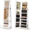 360° Drehbarer Schmuckschrank mit Beleuchtung & Spiegel Spiegelschrank Standspiegel Weiß Bild 1