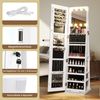 360° Drehbarer Schmuckschrank mit Beleuchtung & Spiegel Spiegelschrank Standspiegel Weiß Bild 4