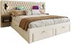 Polsterbett 160×200 cm mit 4 Schubladen, 2 Nachttischen, LED-Leselicht & USB/Type-C, Beige Bild 5