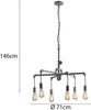 LED Kronleuchter 6-flammig Grau Antik, Wasserrohr Industrial, Ø 72cm Bild 4