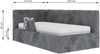 Kinderbett, Polsterbett 90x200 TILVO ALTA mit Rausfallschutz & Bettkasten, Gasdruckfeder-Lift, inkl. Lattenrost, Matratze wählbar - Grau Cord - VIRE LUX - Links Seite Bild 4