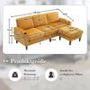 LVHOM Loungesofa mit Hocker & Stauraum, 4-Sitzer, Armlehnen, Getränkehalter, Seitentaschen, weiche Chenille-Stoff, modulare Sofa, Gelb Bild 3