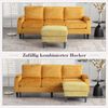 LVHOM Loungesofa mit Hocker & Stauraum, 4-Sitzer, Armlehnen, Getränkehalter, Seitentaschen, weiche Chenille-Stoff, modulare Sofa, Gelb Bild 4