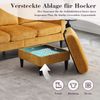 LVHOM Loungesofa mit Hocker & Stauraum, 4-Sitzer, Armlehnen, Getränkehalter, Seitentaschen, weiche Chenille-Stoff, modulare Sofa, Gelb Bild 5