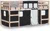 vidaXL Kinderhochbett mit Vorhängen Weiß und Schwarz Massivholz Kiefer 3206955 Bild 3