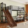 Etagenbett 90×200 cm aus Metall mit Rutsche und Stauraumtreppe, schwarz Bild 2