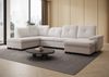 Ecksofa Mondo, Sofa mit Schlaffunktion und Bettkasten, Couch U-Form, Sofa Links, Chenille-Stoff WIND, 329 x 103 x 215 cm, Beige Bild 3