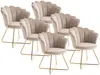 Vente-unique - FIORI Stuhl SamtStoff Beige - B 64 cm x H 85,5 cm x L 69 cm Bild 2