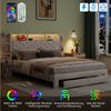 ADWOLT Polsterbett Doppelbett Stauraumbett mit LED-Licht (Bettgestell, 1-tlg, Mit Kopfteil und Lattenrost), 140x200 cm,Kopfteil mit Ablagefach,2 Schubladen,USB+Typ C+Steckdose Bild 4