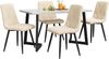 Esszimmerstuhl Set,Esstisch mit 4 Beige Samtstühlen, moderner Küchentisch Set, rechteckiger Tisch mit Marmoroptik Bild 3