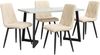 Esszimmerstuhl Set,Esstisch mit 4 Beige Samtstühlen, moderner Küchentisch Set, rechteckiger Tisch mit Marmoroptik Bild 5