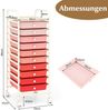 Rollwagen mit 10 Stapelbaren Schubladen Rollcontainer Badrollwagen Badtrolley Rosa Bild 2
